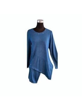 DOMANI Cotton Blend 3/4 Sleeve Crew Neck Tunic Top Size Large NWT